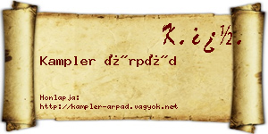 Kampler Árpád névjegykártya